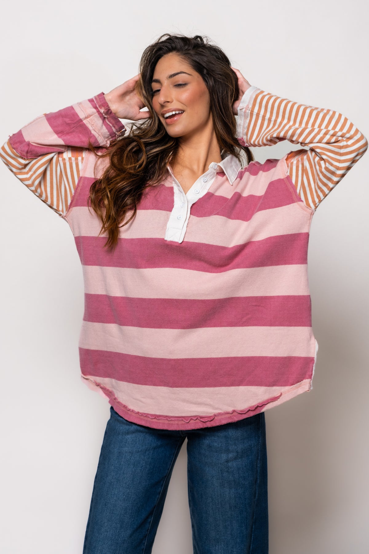 Free People Aster Stripe Rugby Tee