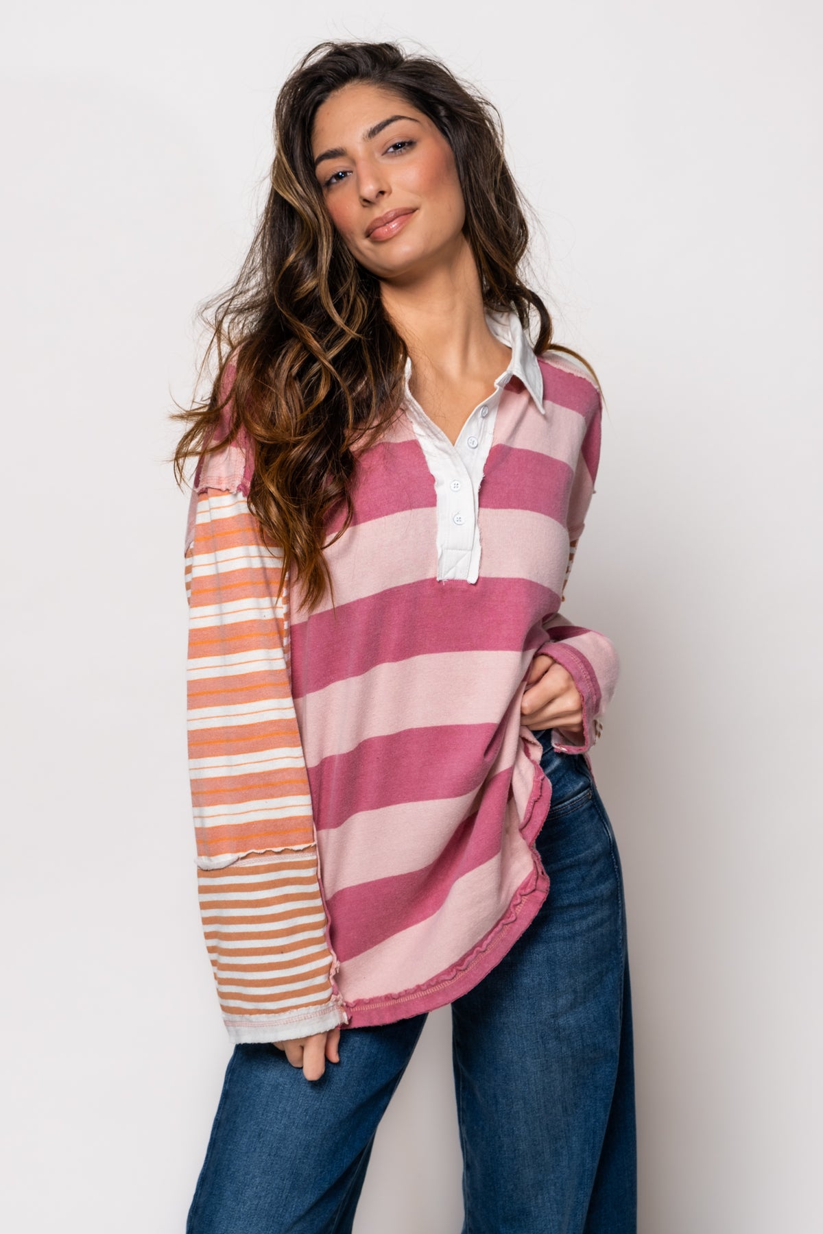 Free People Aster Stripe Rugby Tee