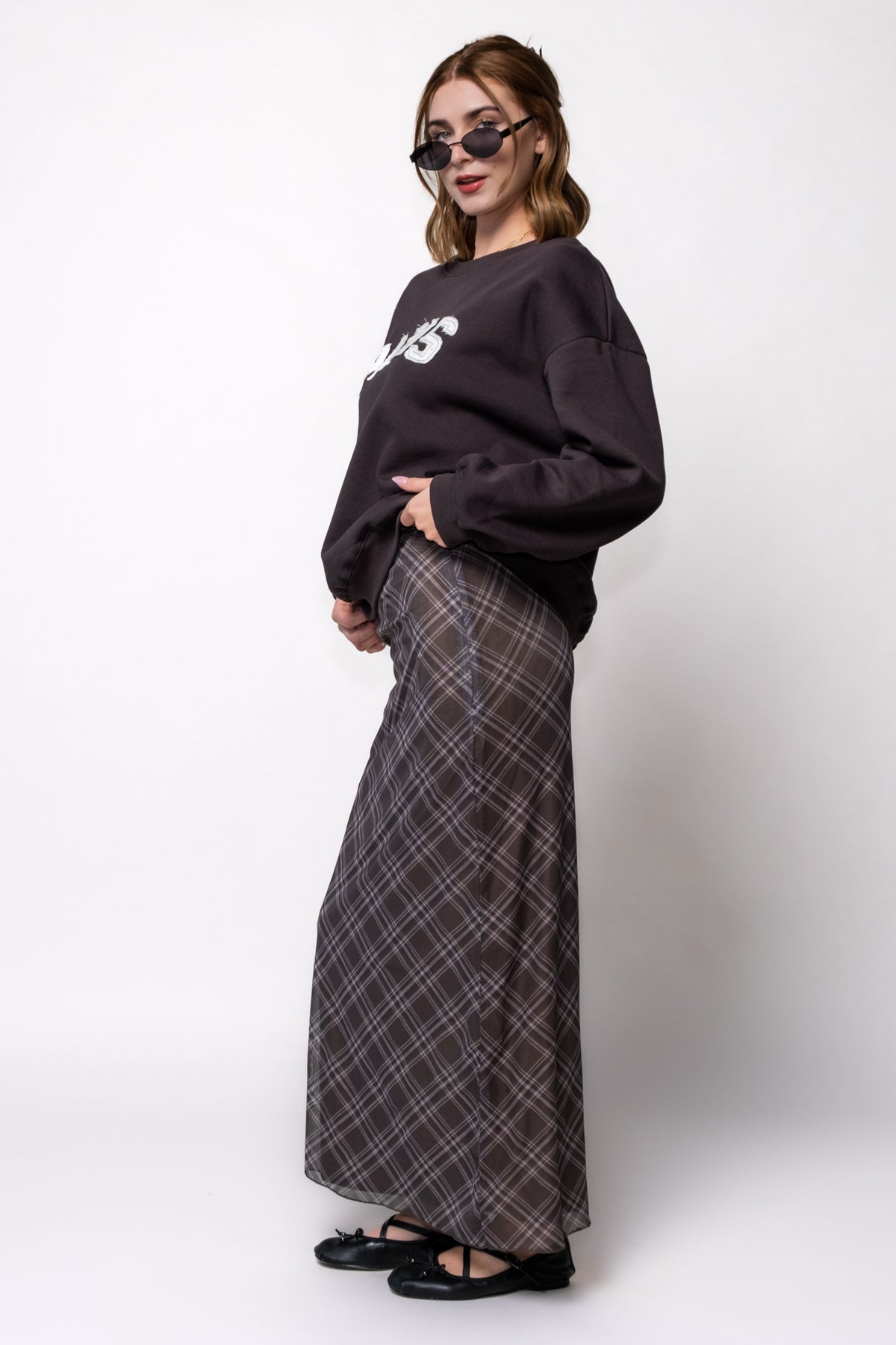 Court Plaid Mesh Skirt