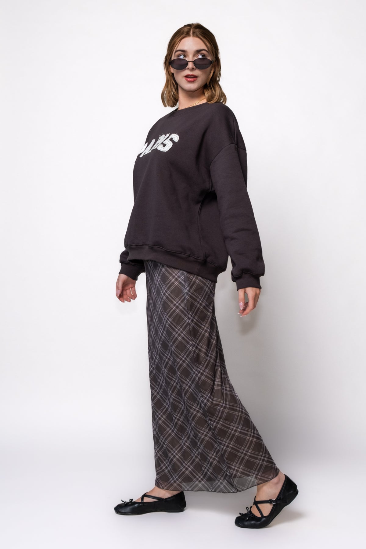 Court Plaid Mesh Skirt