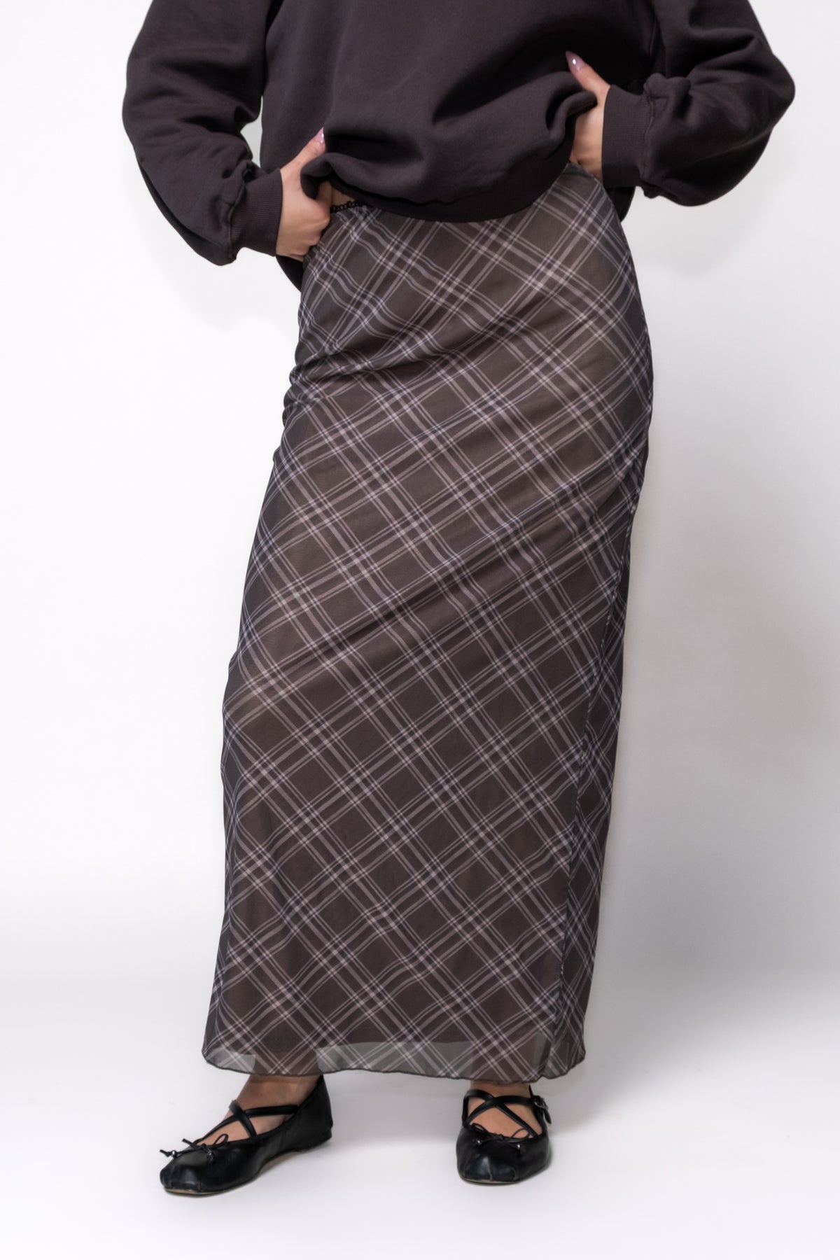 Court Plaid Mesh Skirt