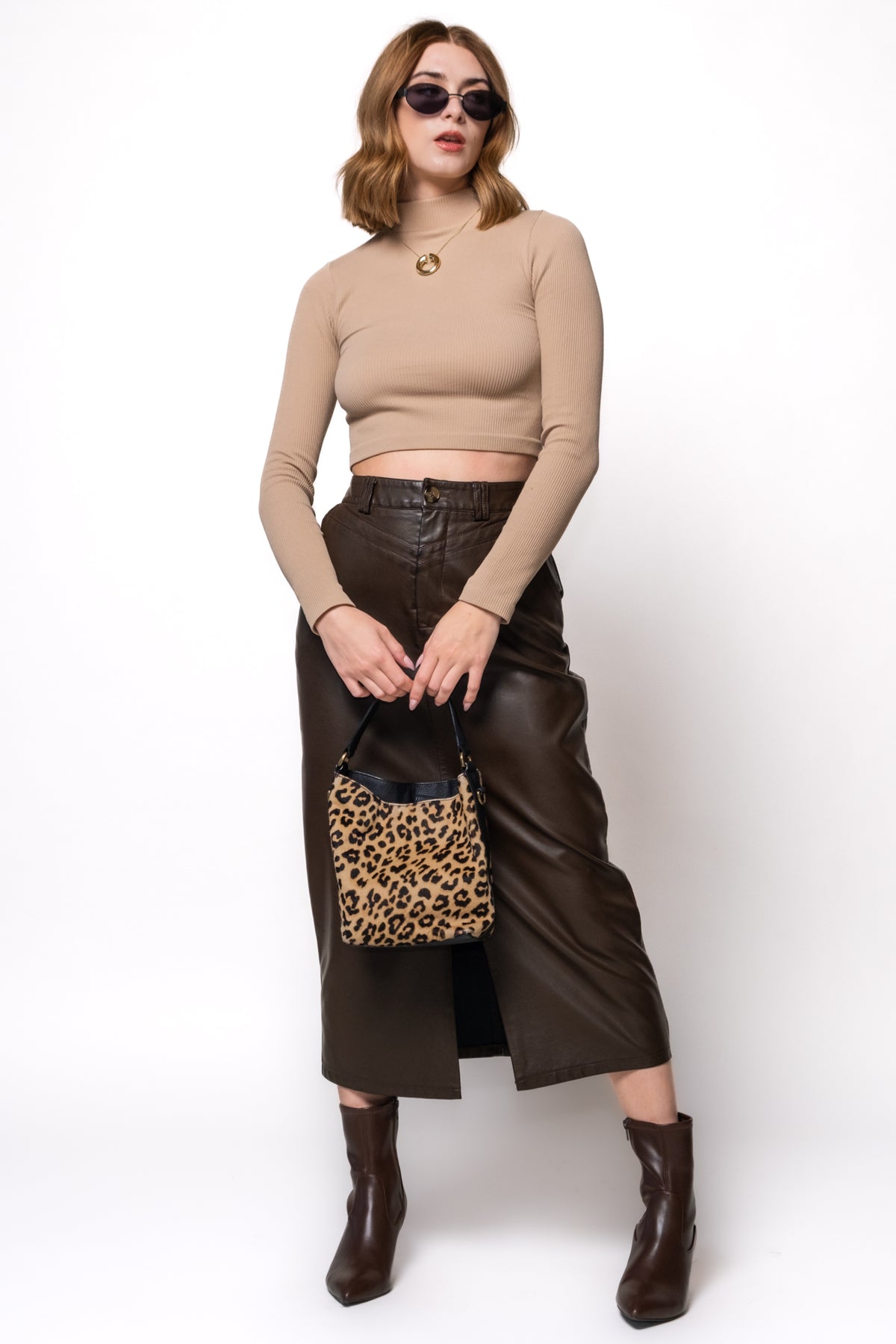 FRNCH Nassia Faux Leather Skirt