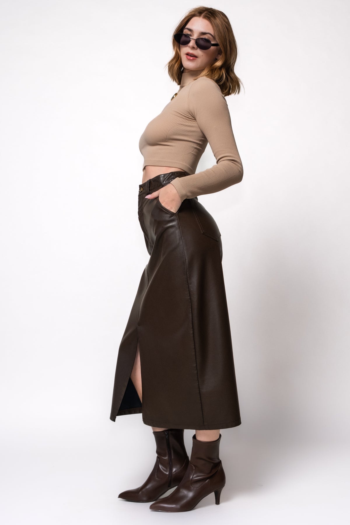 FRNCH Nassia Faux Leather Skirt