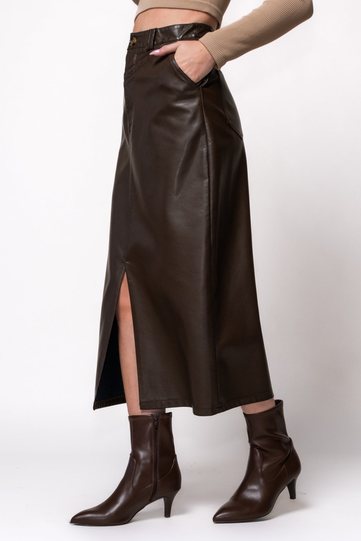 FRNCH Nassia Faux Leather Skirt