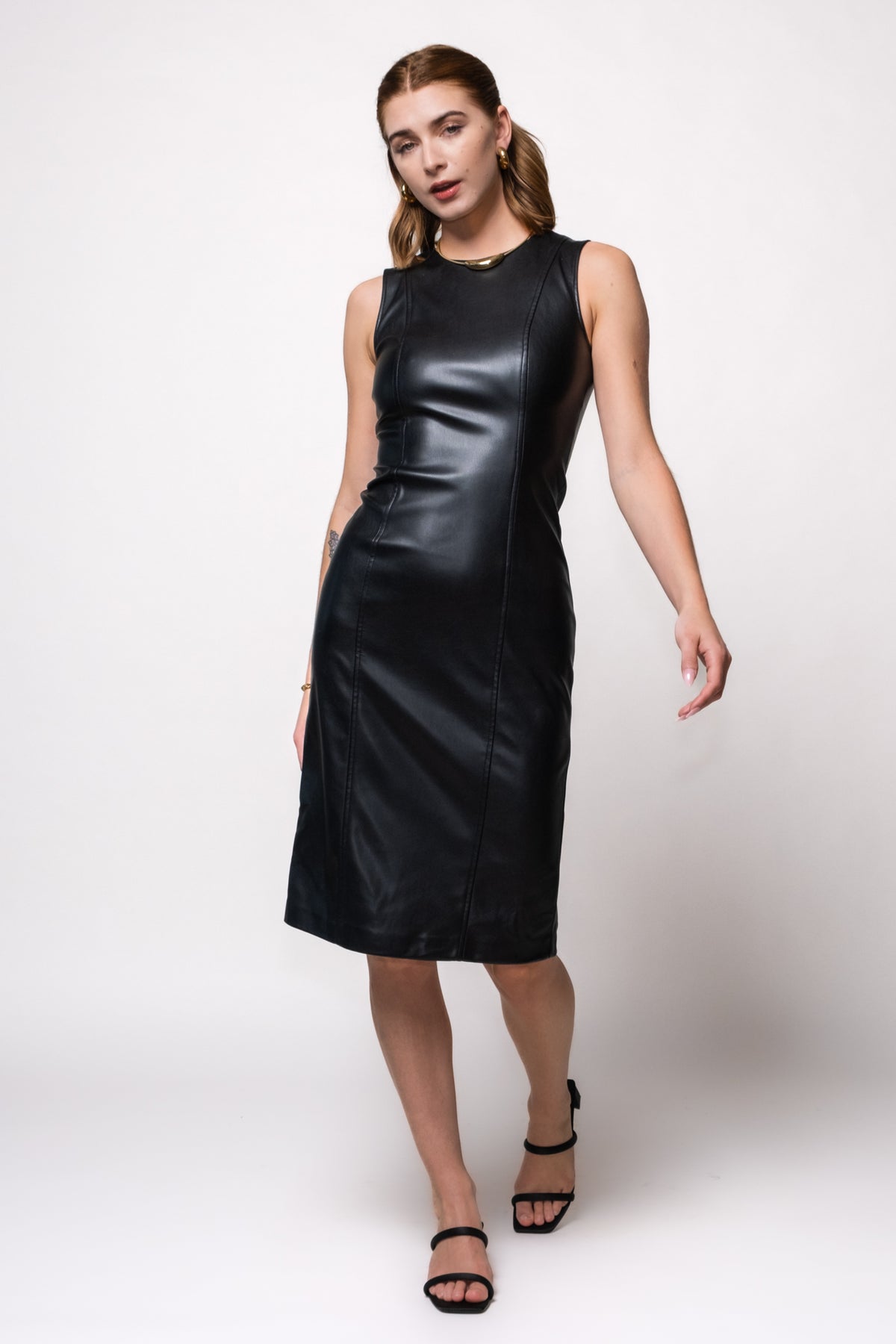 Steve Madden Pria Faux Leather Midi Dress