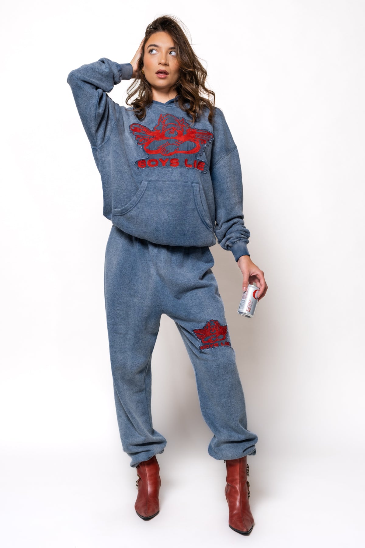 Boys Lie Stitch Me Up Terry Natural Racer Hoodie