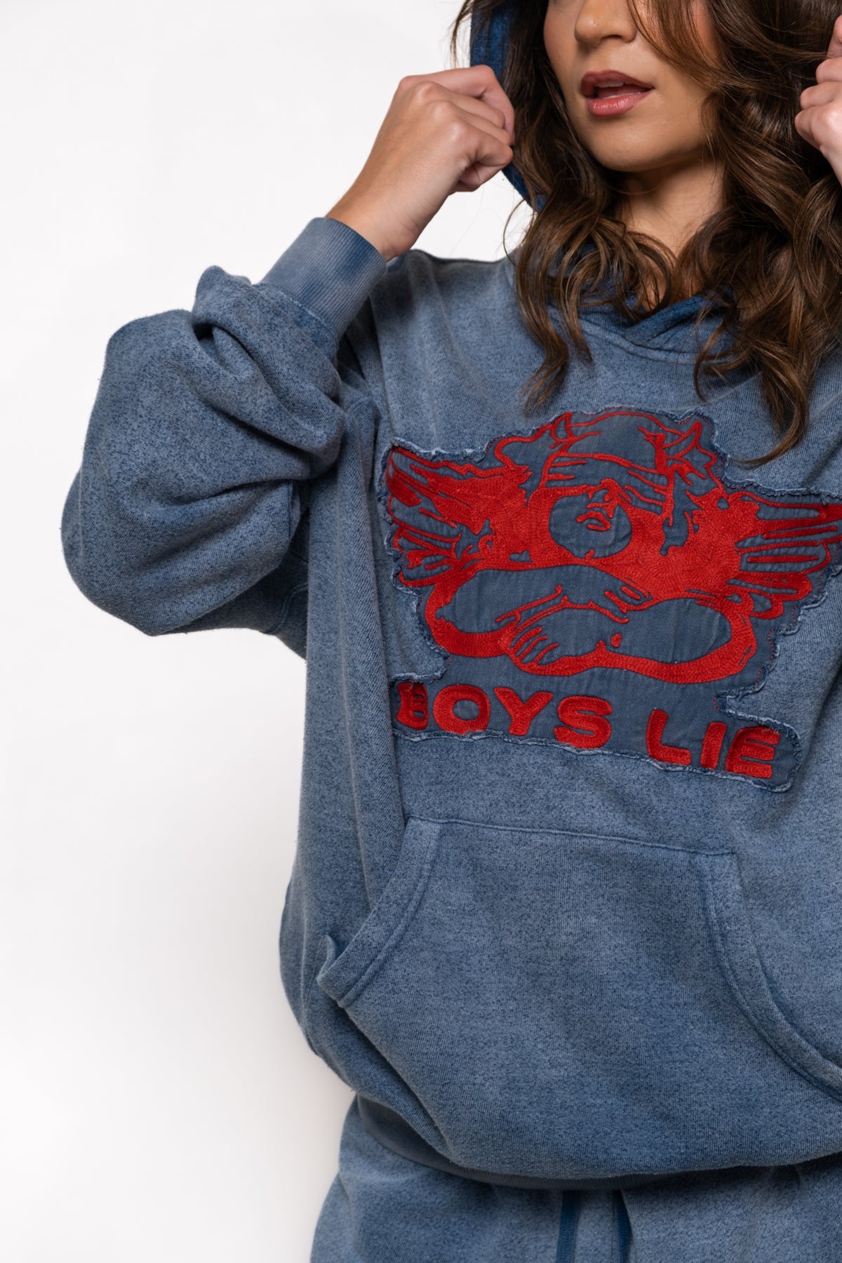 Boys Lie Stitch Me Up Terry Natural Racer Hoodie