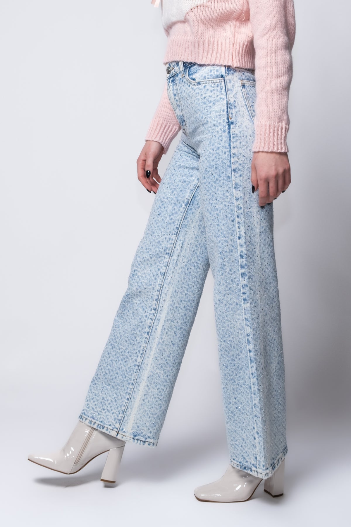 Steve Madden Avaline Rhinestone Wide Leg Jeans