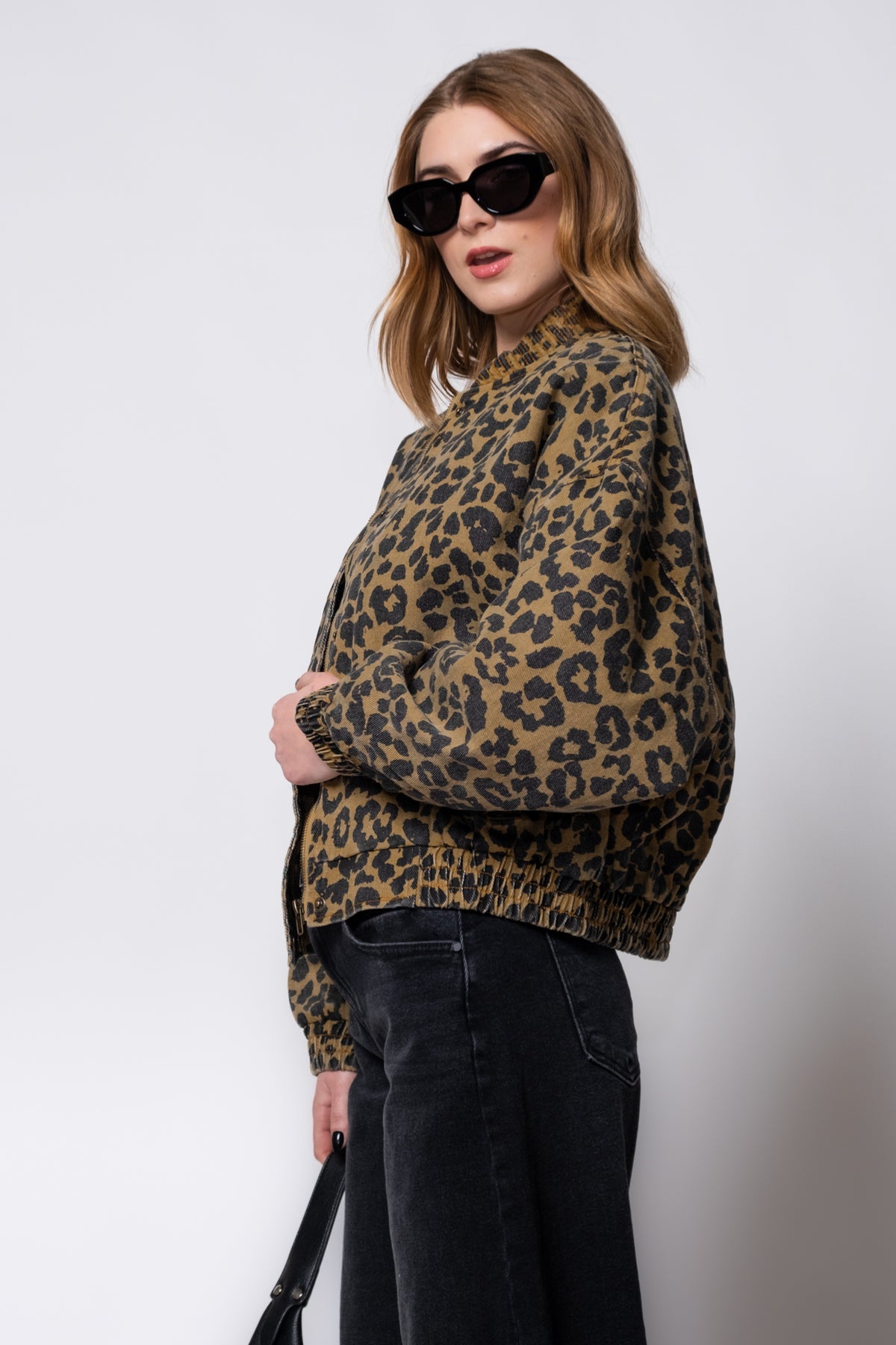 FRNCH Rita Leopard Print Quilted Bomber