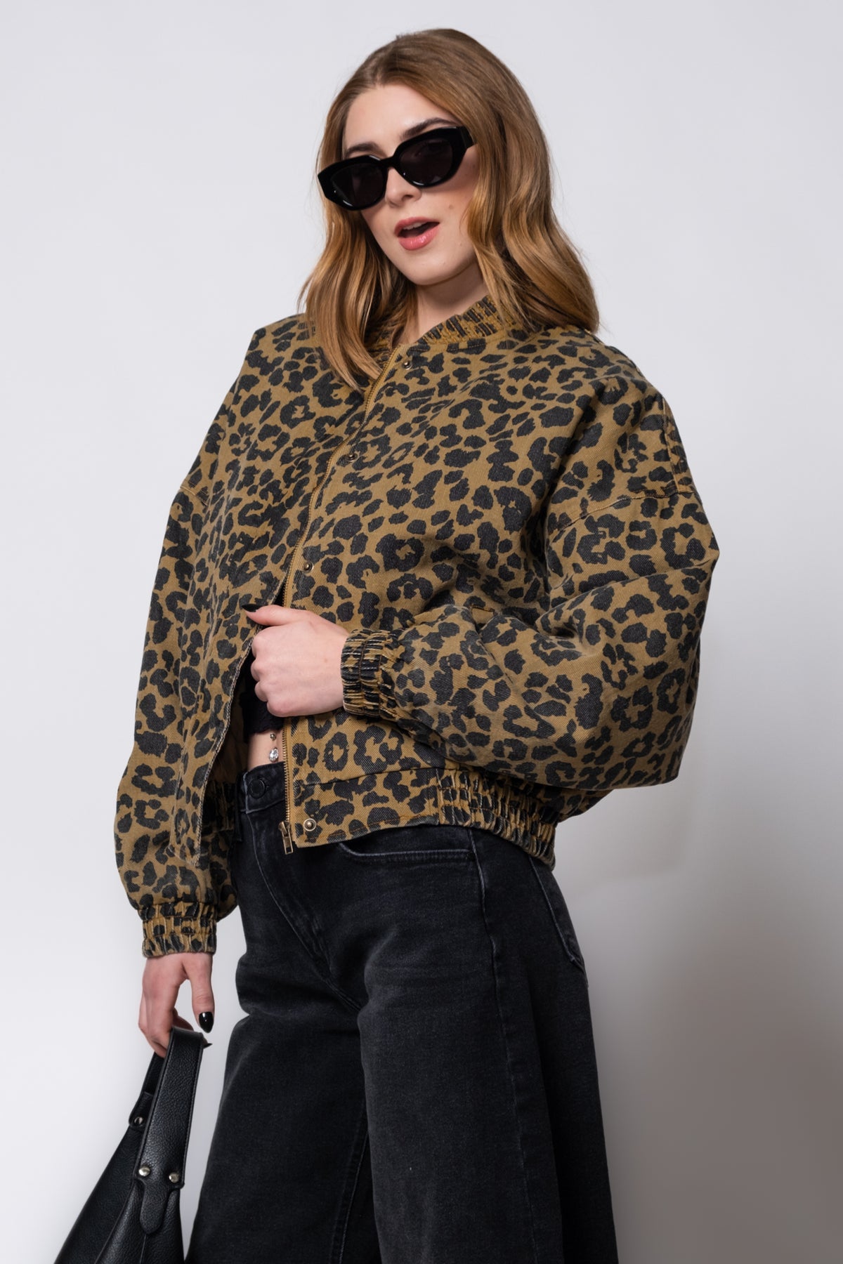 FRNCH Rita Leopard Print Quilted Bomber