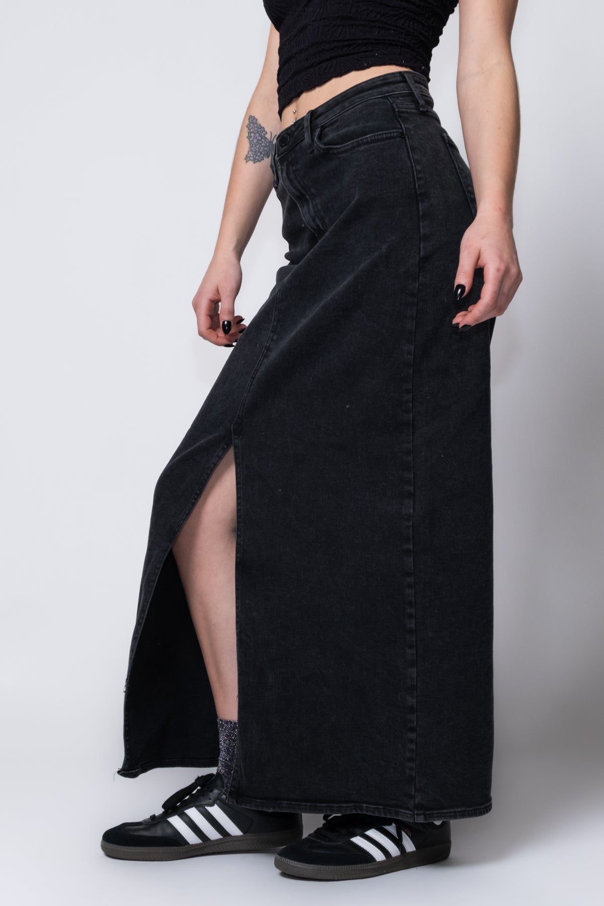 Just Black Classic Denim Midi Skirt