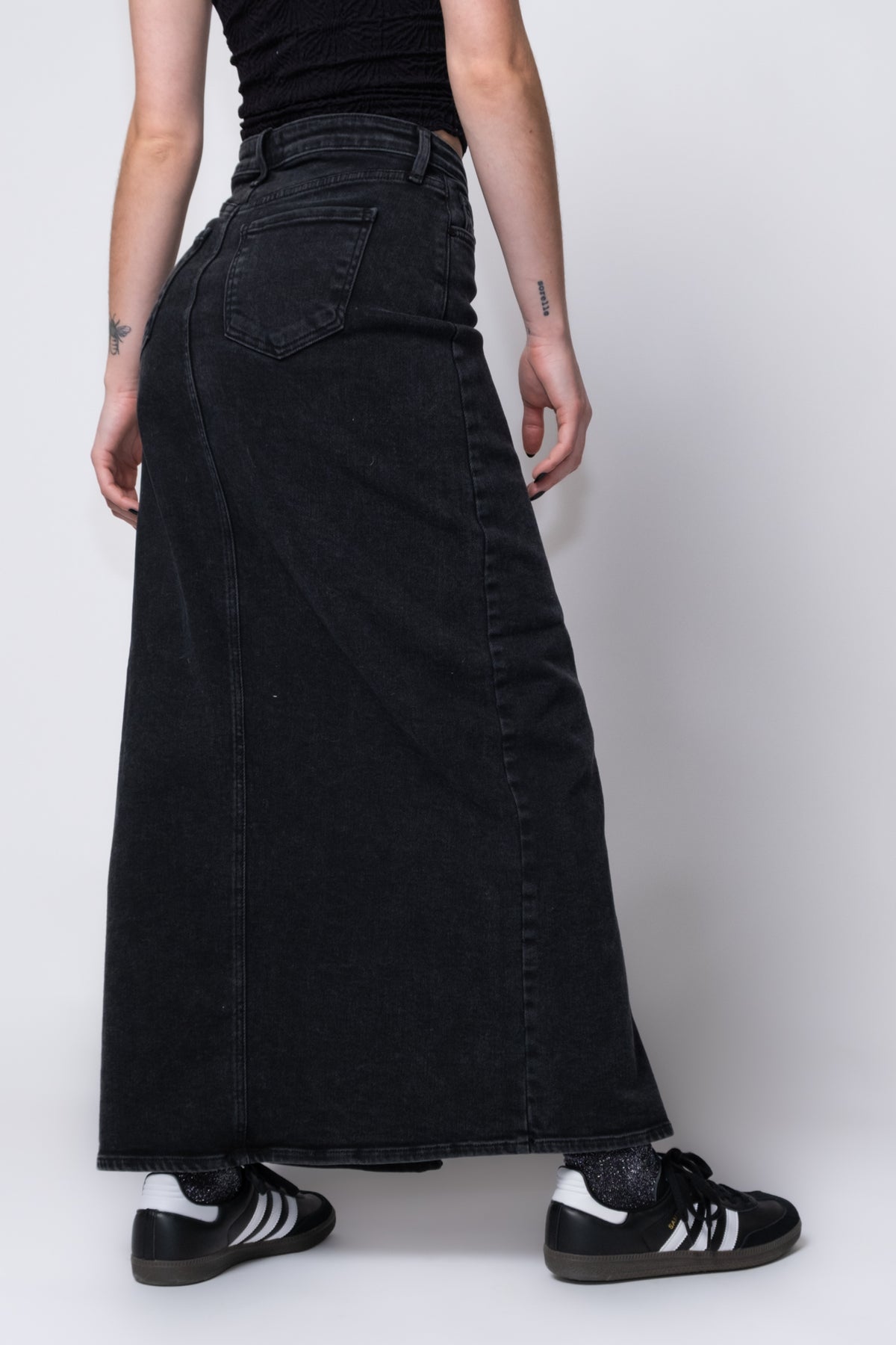 Just Black Classic Denim Midi Skirt