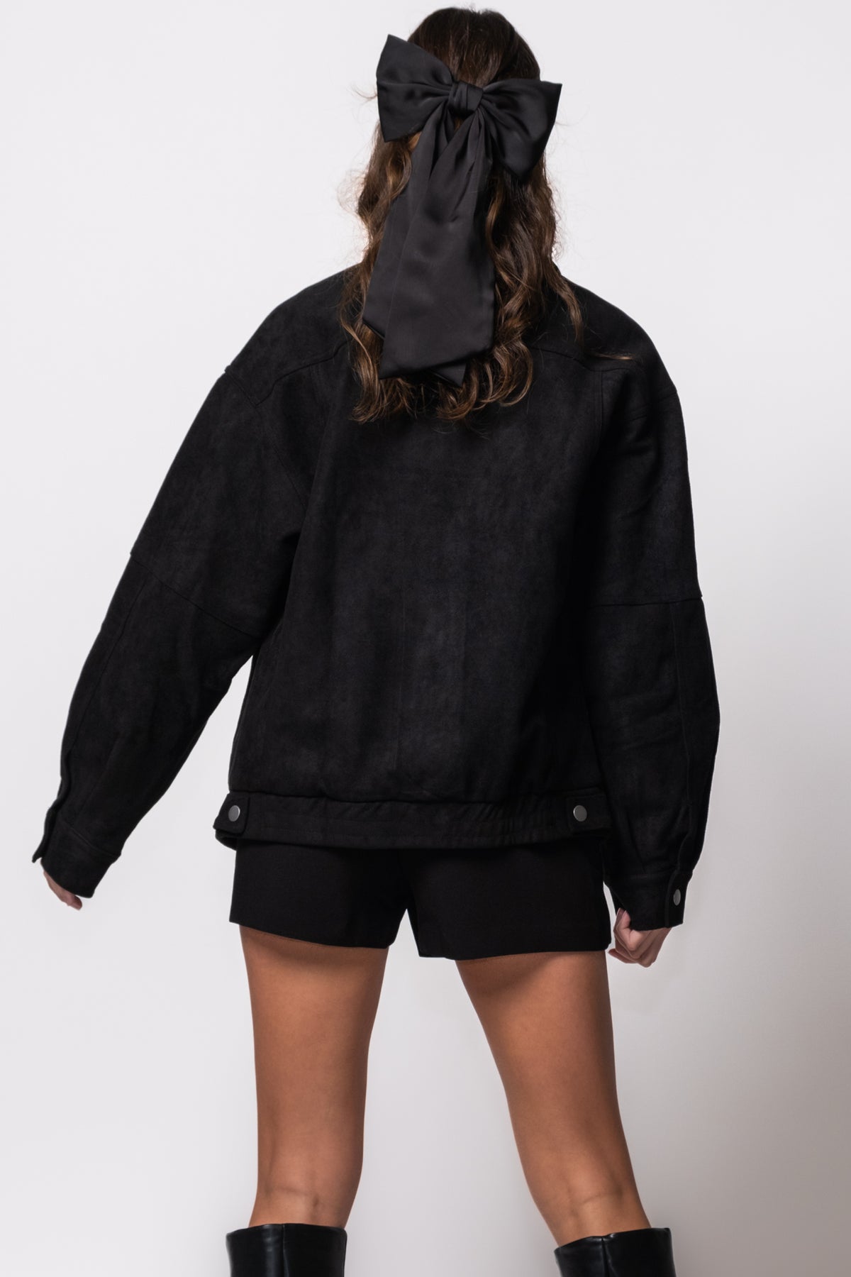 Blackout Suede Boyfriend Bomber