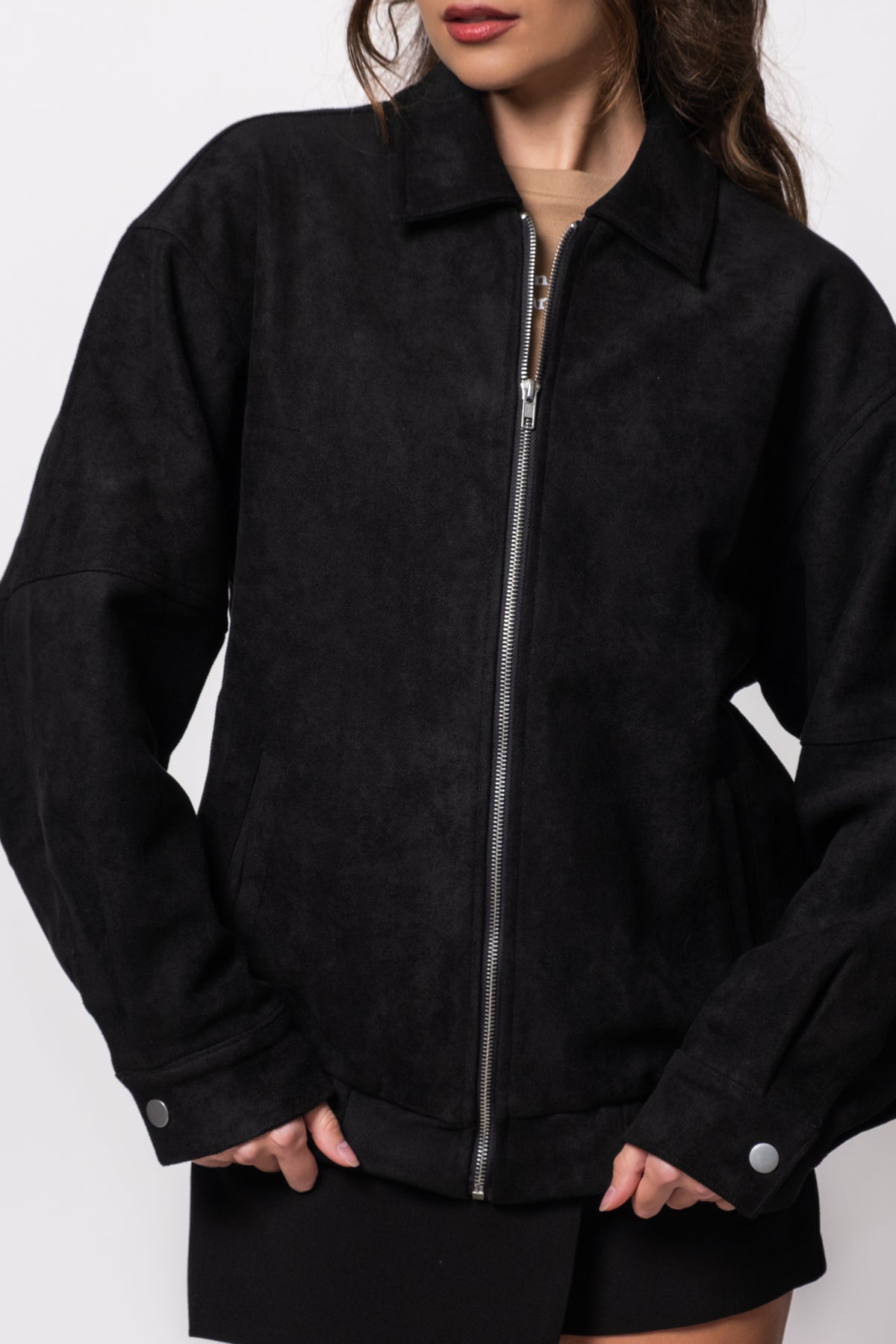 Blackout Suede Boyfriend Bomber