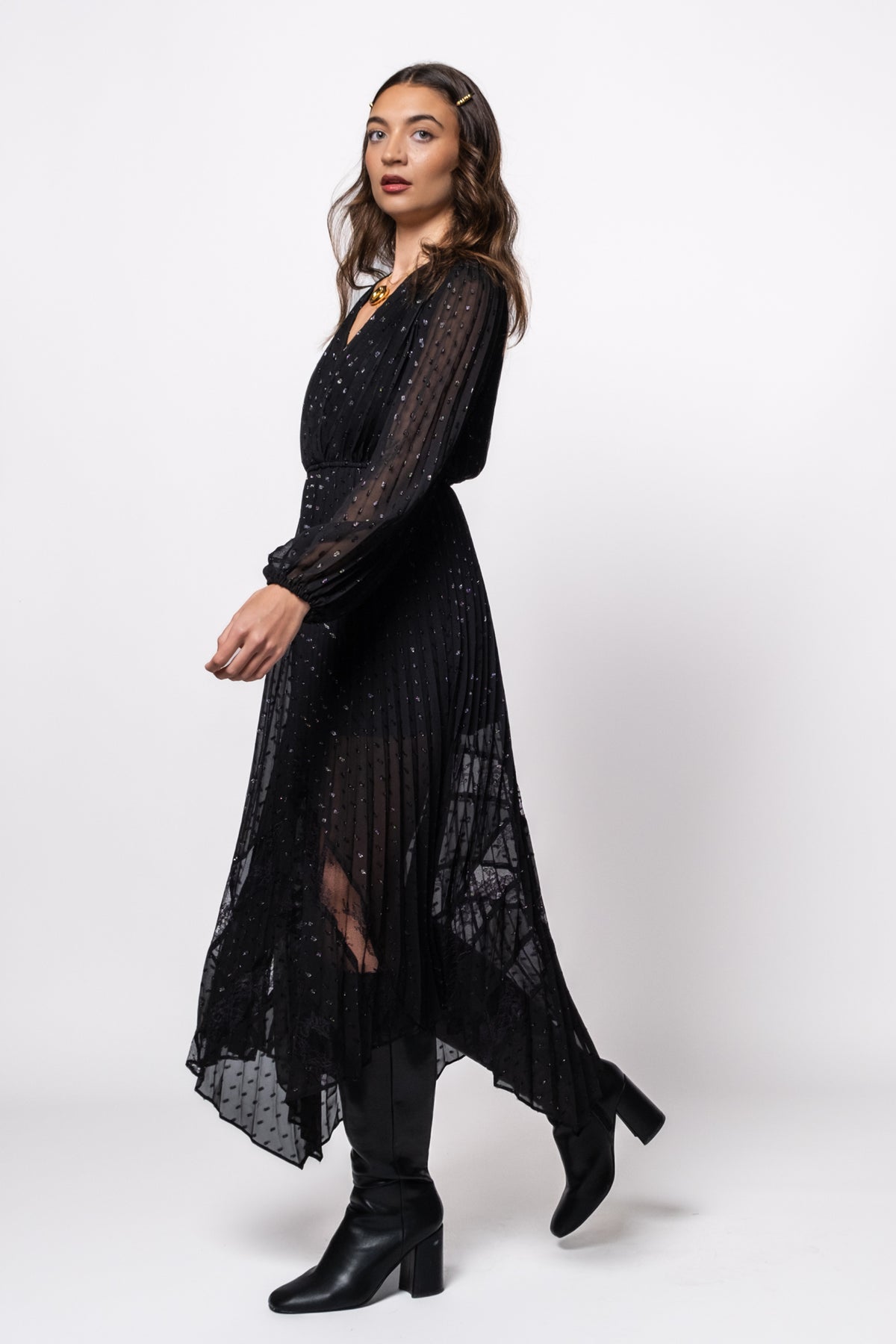 Steve Madden Ari Metallic Lace Midi Dress