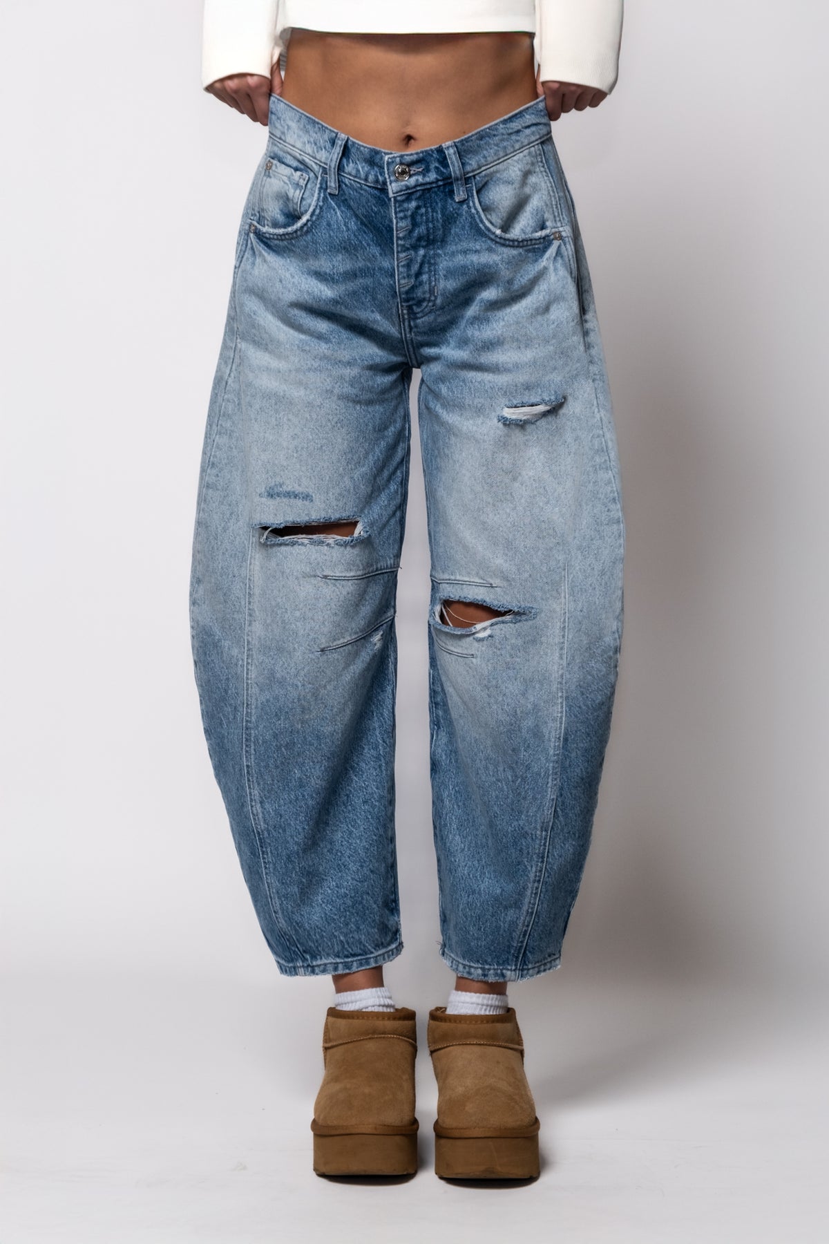 Free People Good Luck Midrise Barrel Jeans