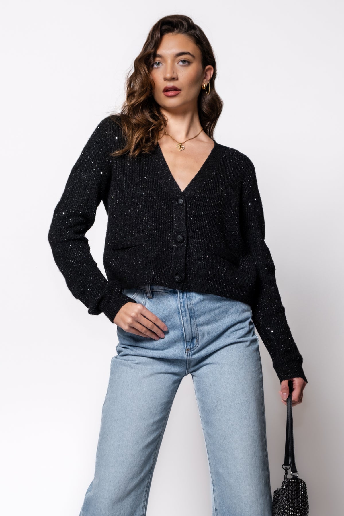 Steve Madden Aero Metallic Knit Cardi