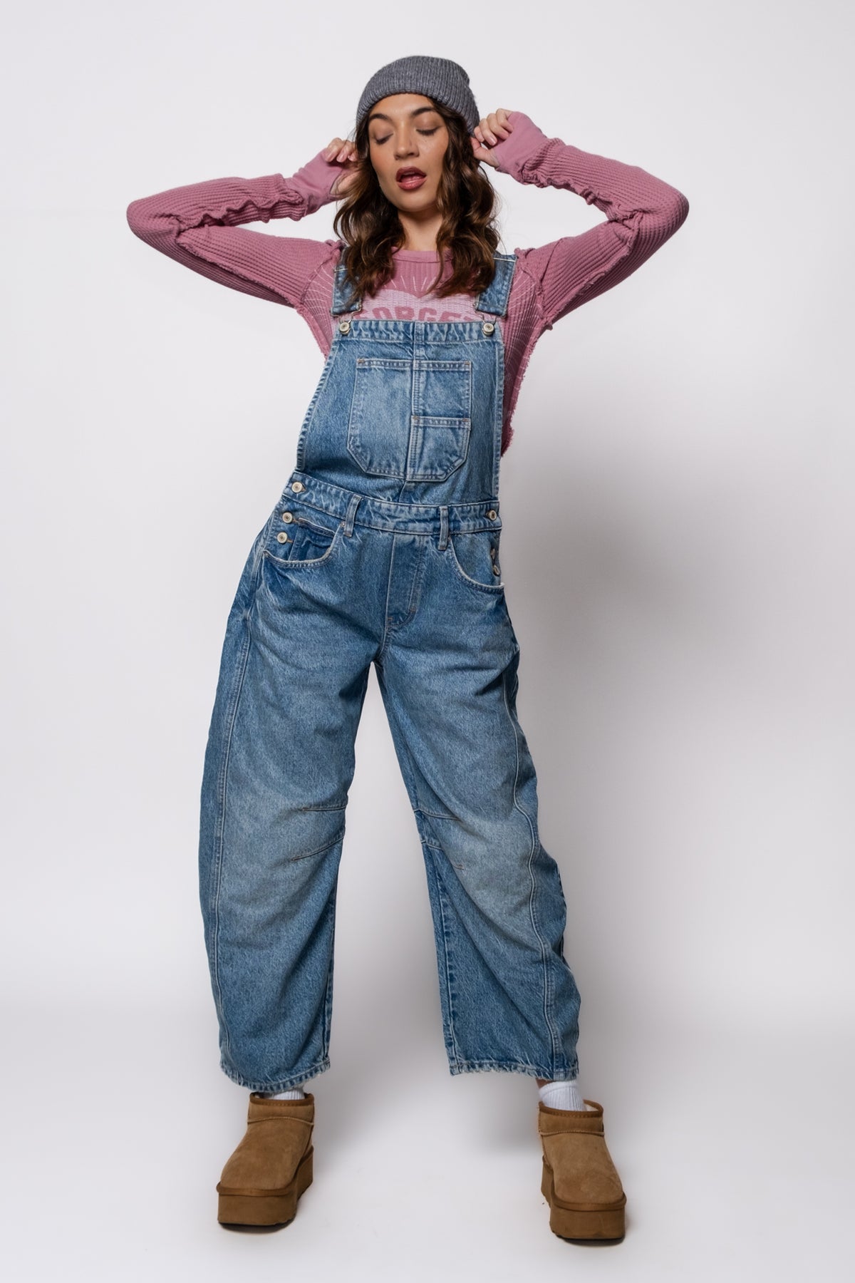 Free People Good Luck Barrel Overalls