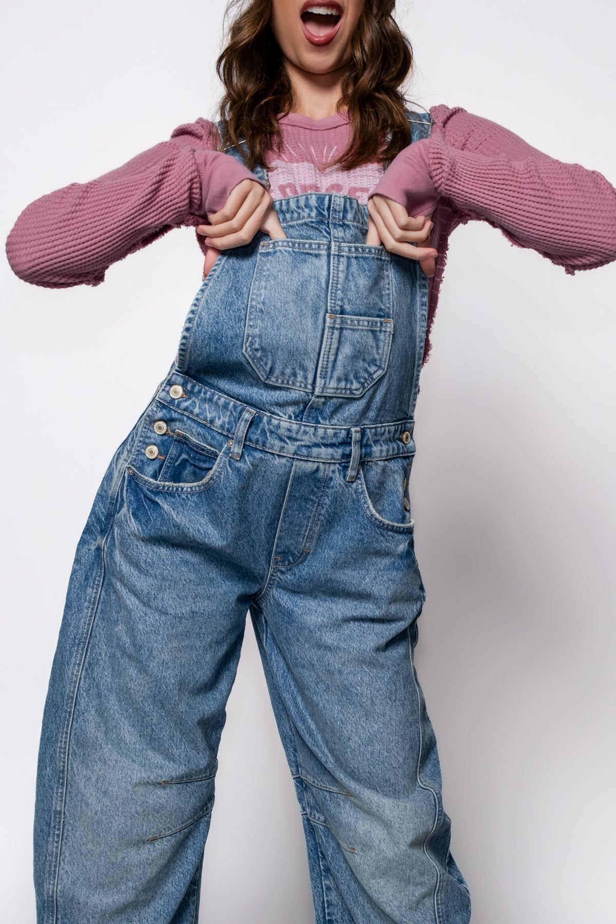 Free People Good Luck Barrel Overalls