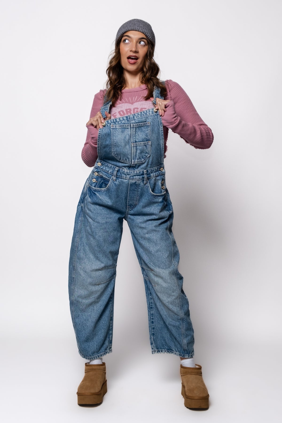 Free People Good Luck Barrel Overalls