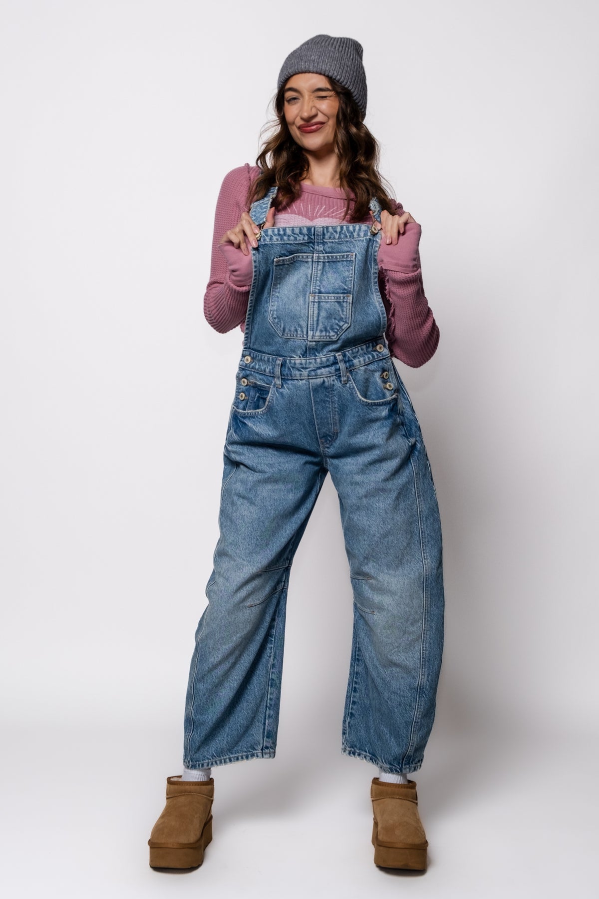 Free People Good Luck Barrel Overalls