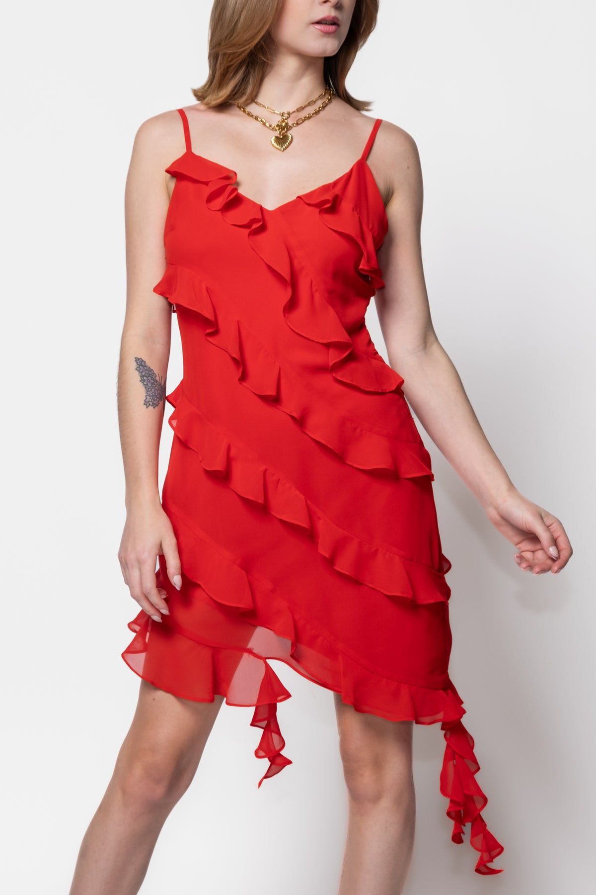 Uma Bias Cut Ruffle Dress