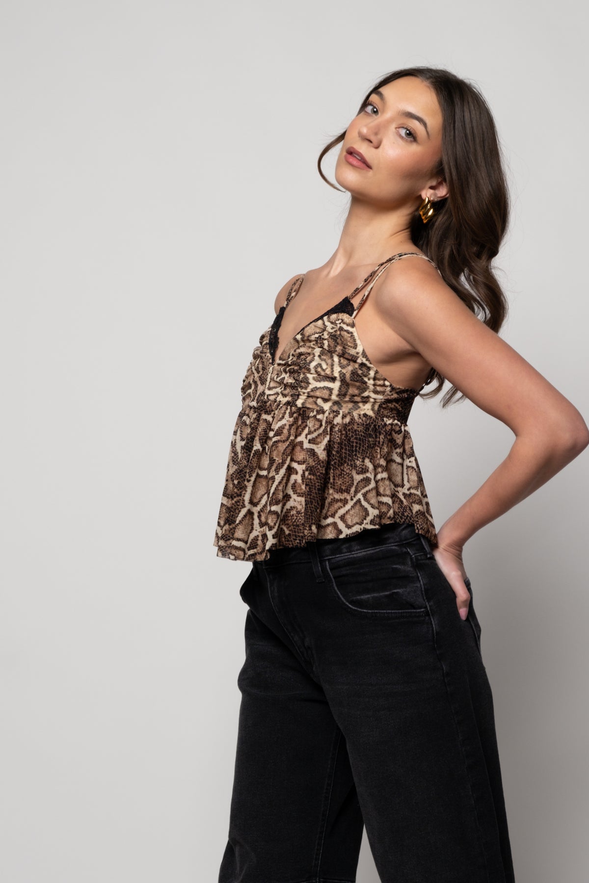 Skin Deep Snake Print Babydoll Top