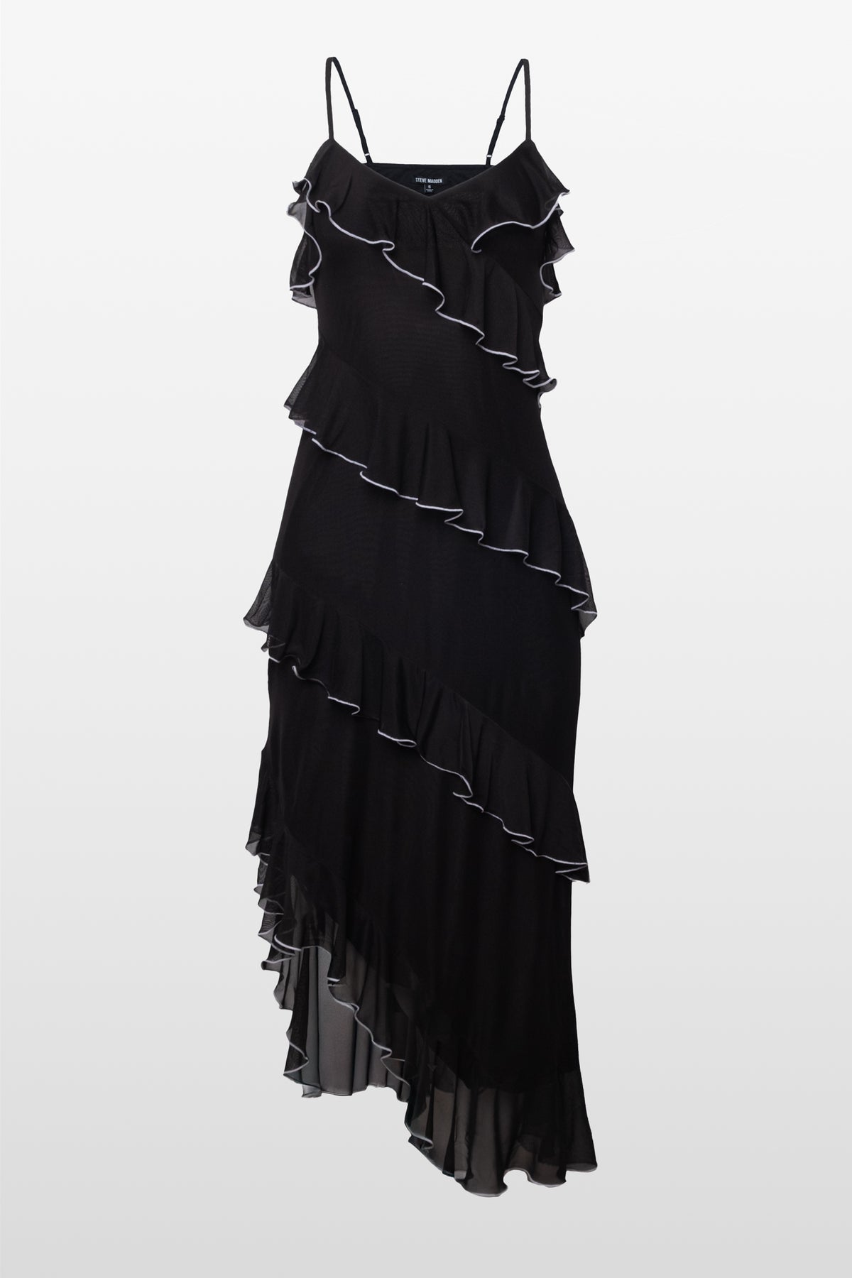 Steve Madden Aida Asymmetric Ruffle Midi Dress