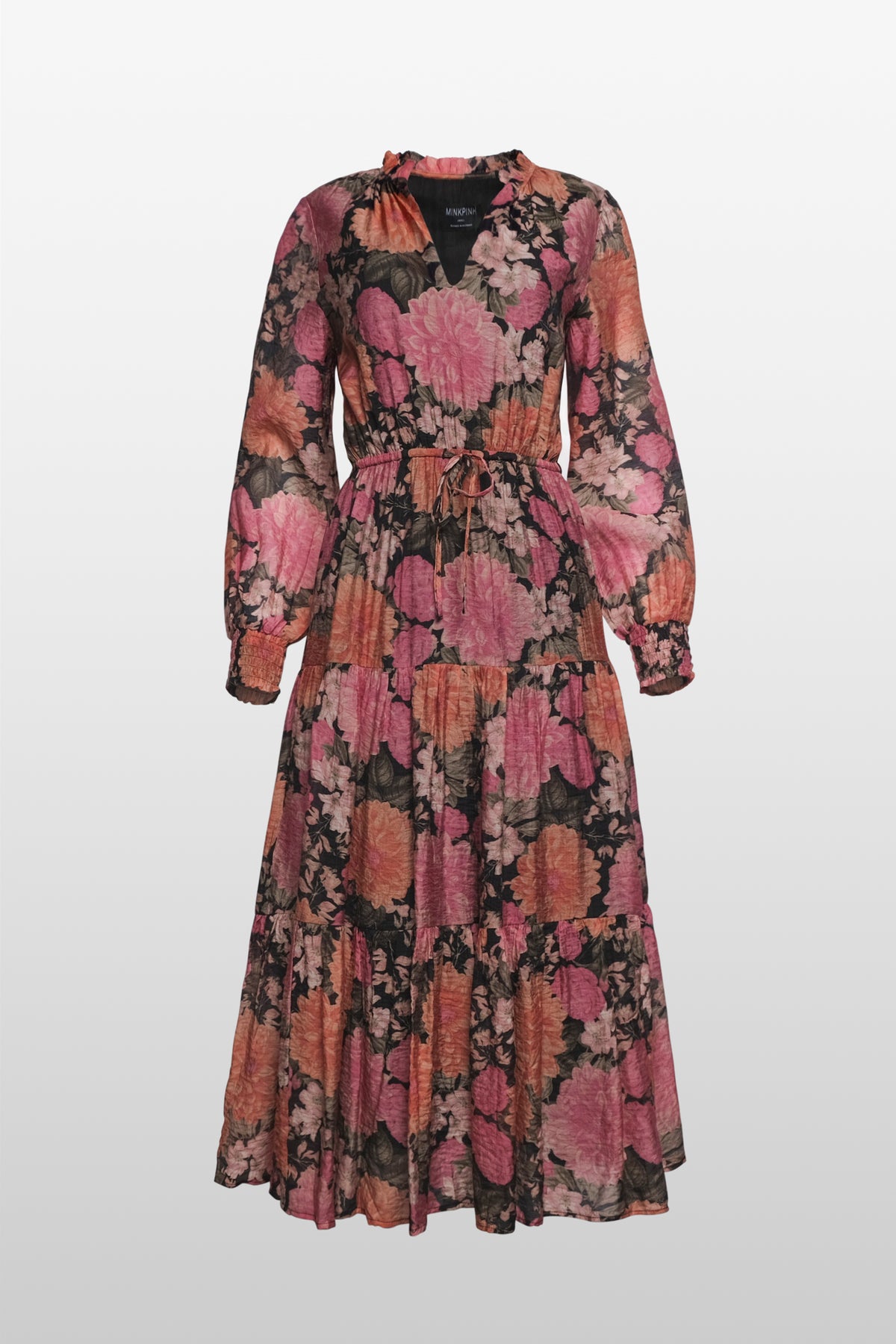 MINKPINK Yvaine Long Sleeve Floral Print Midi Dress