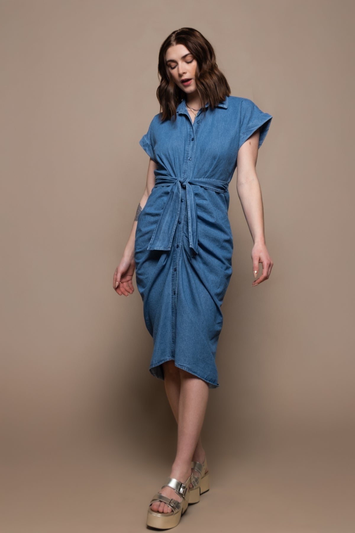 Steve Madden Tori Chambray Shirt Dress