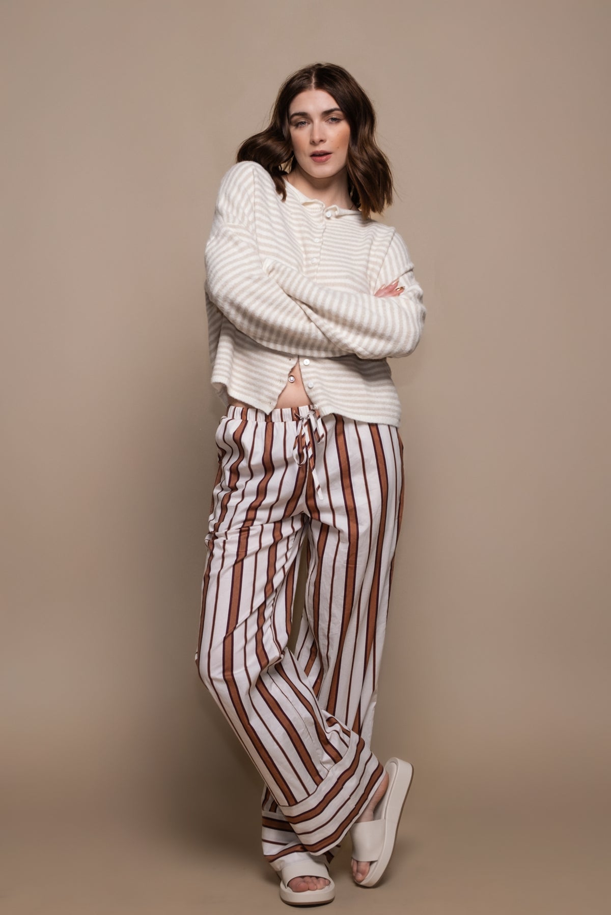 Easy Going Striped Boxer Pants