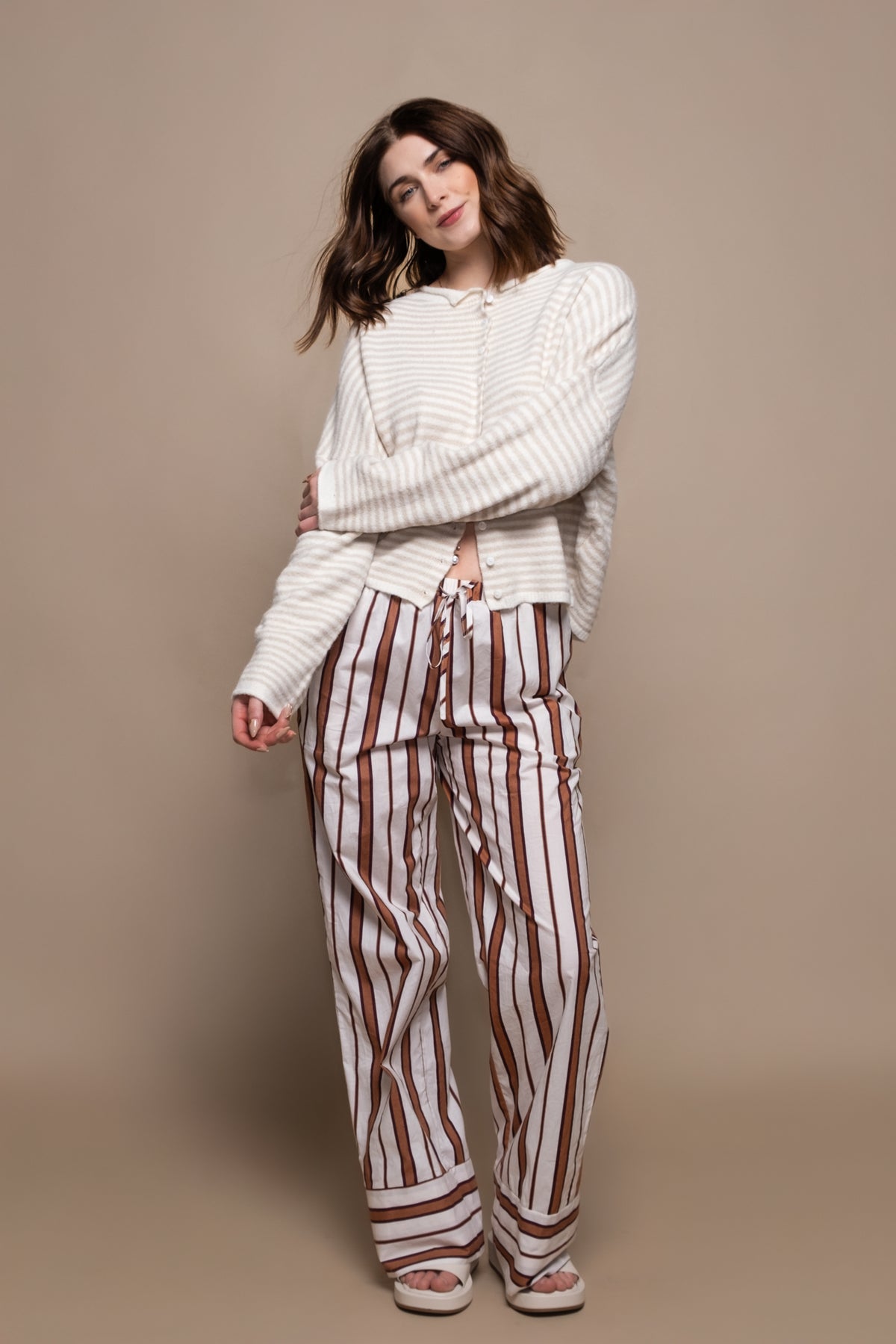 Easy Going Striped Boxer Pants