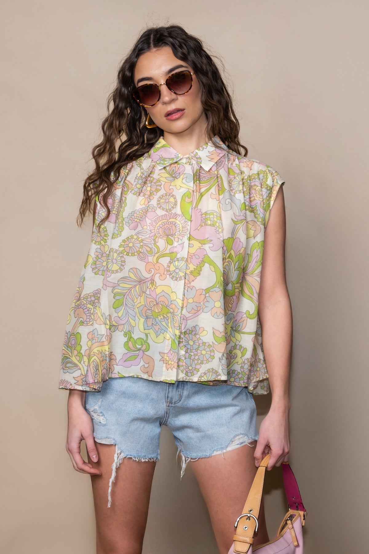 FRNCH Itia Silk Trapeze Top