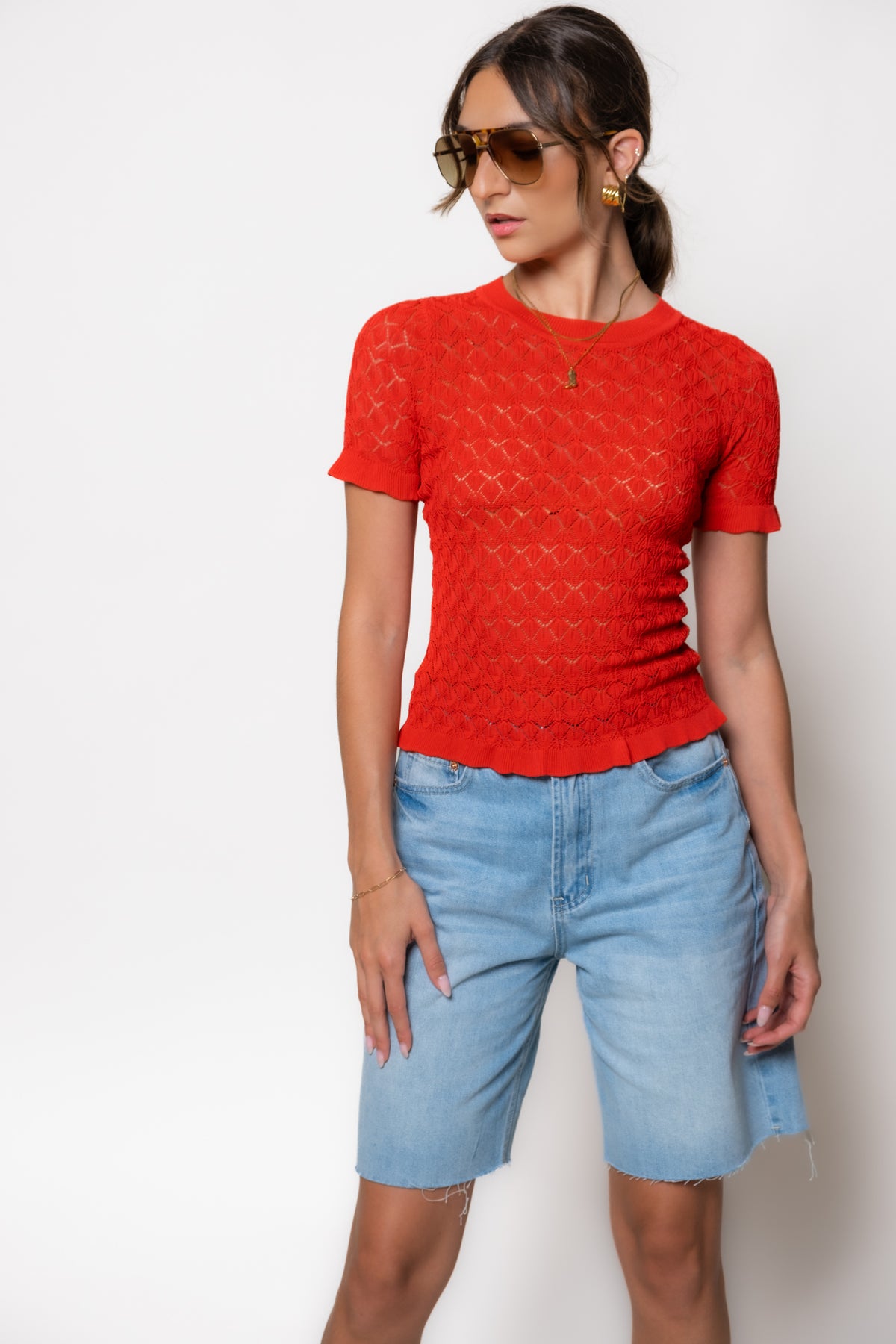 Celia Pointelle Knit Top