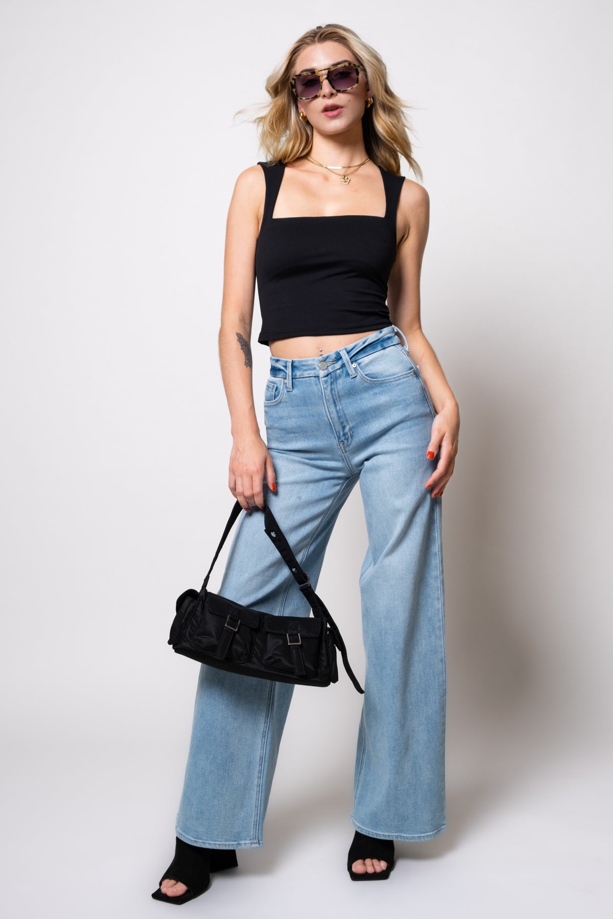 Just Black Wide Leg Stretch Jeans