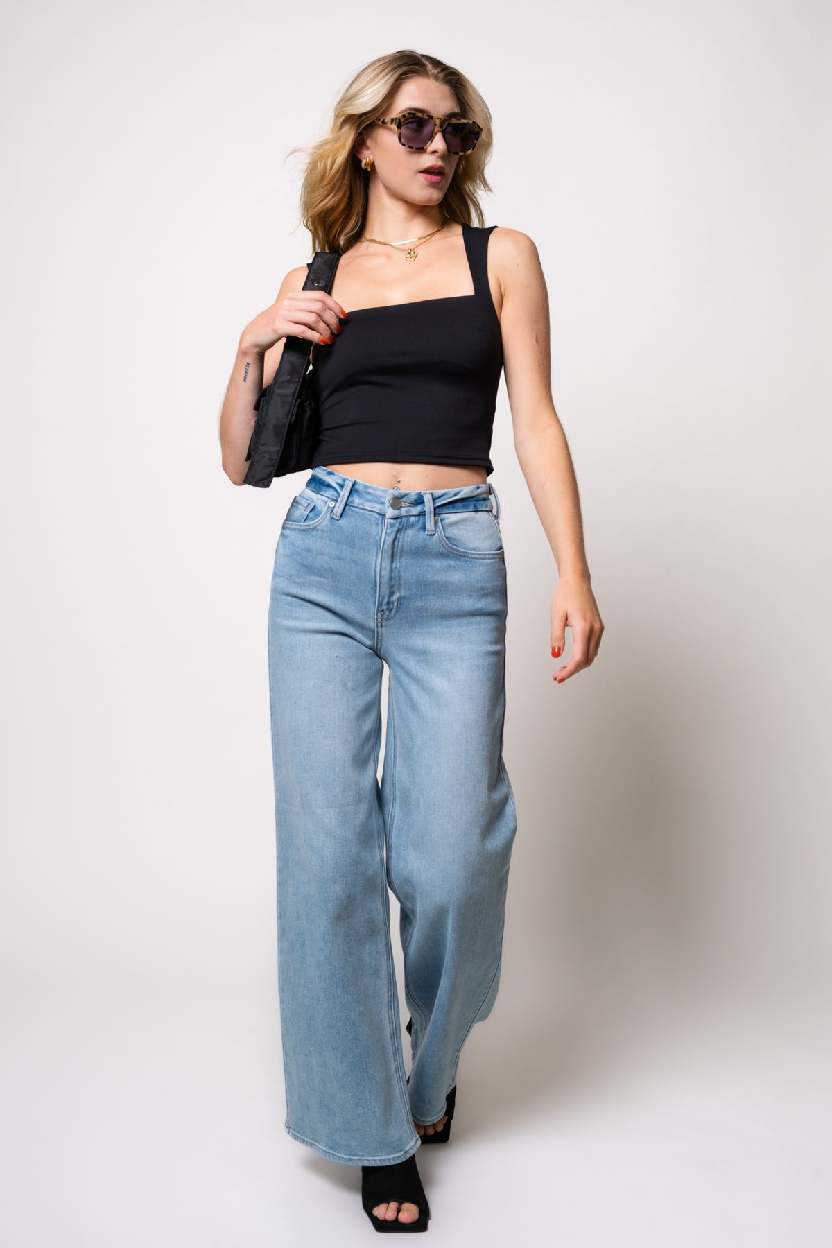 Just Black Wide Leg Stretch Jeans