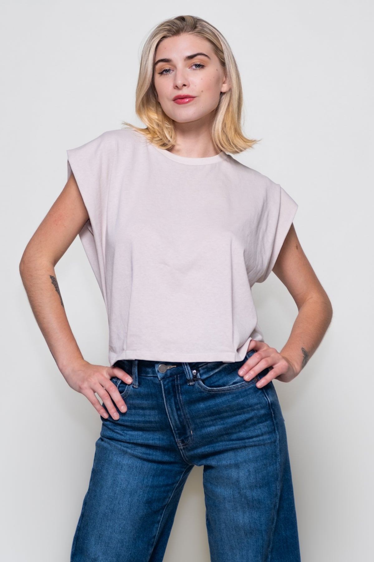 Nora Pleated Cotton Muscle Tee