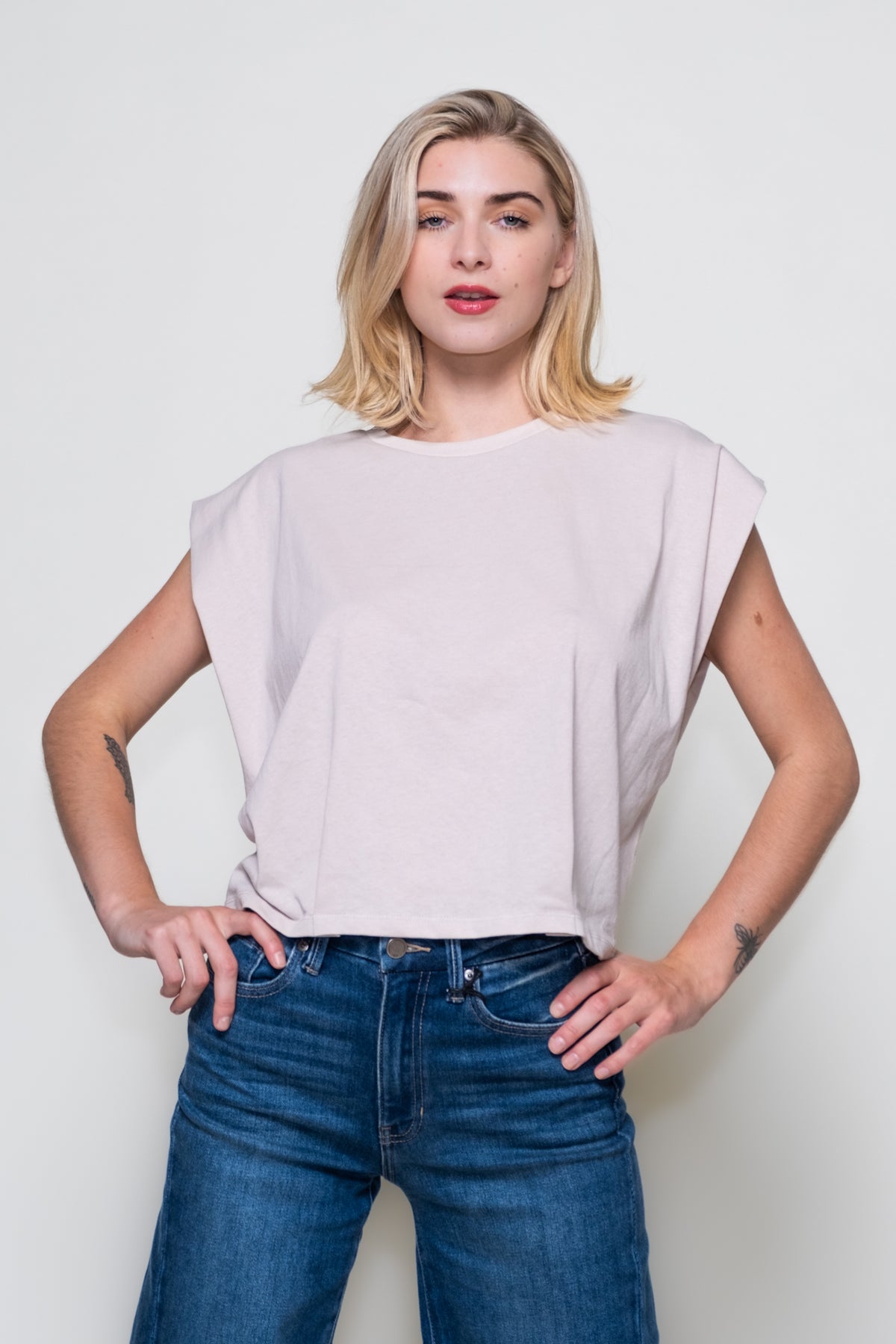 Nora Pleated Cotton Muscle Tee