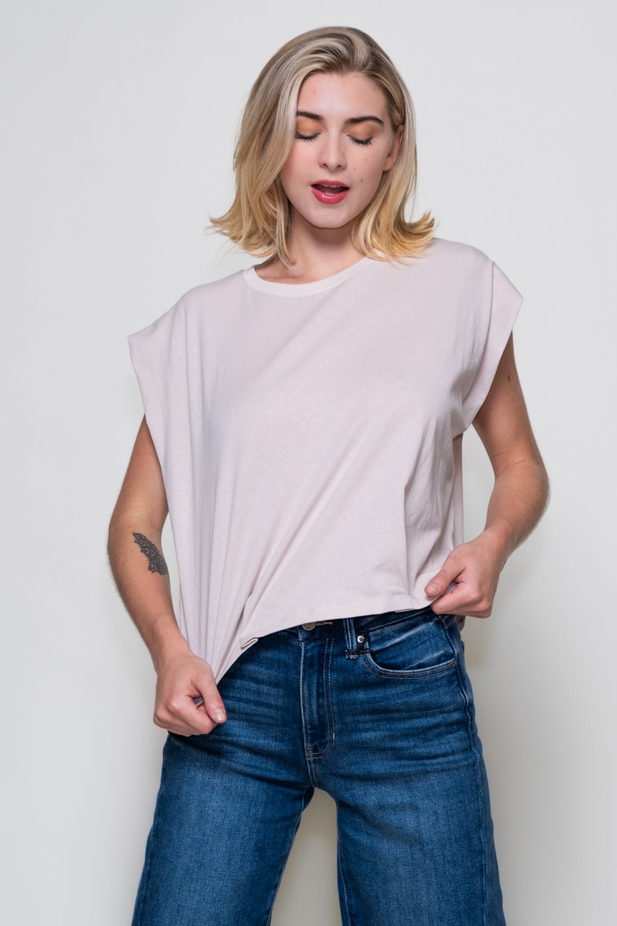 Nora Pleated Cotton Muscle Tee