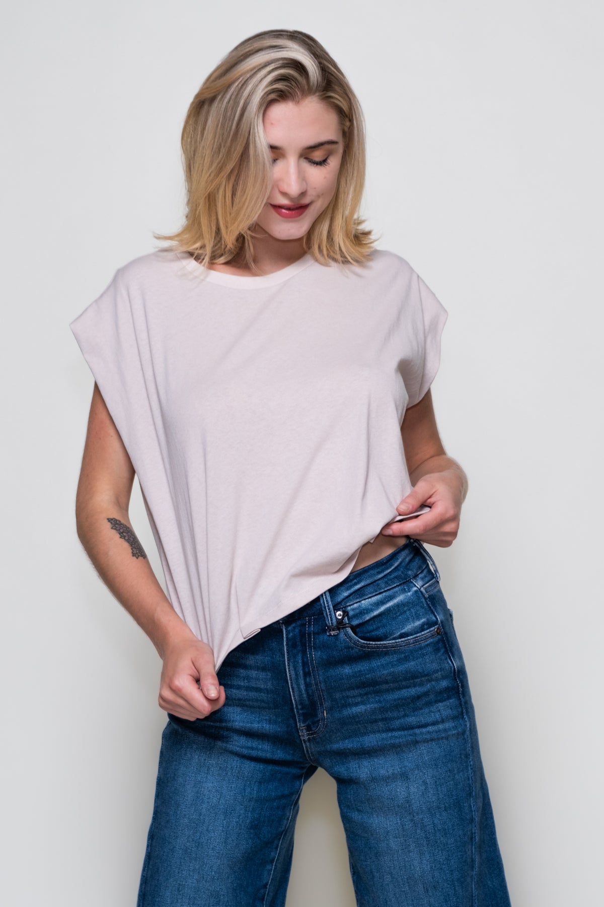 Nora Pleated Cotton Muscle Tee