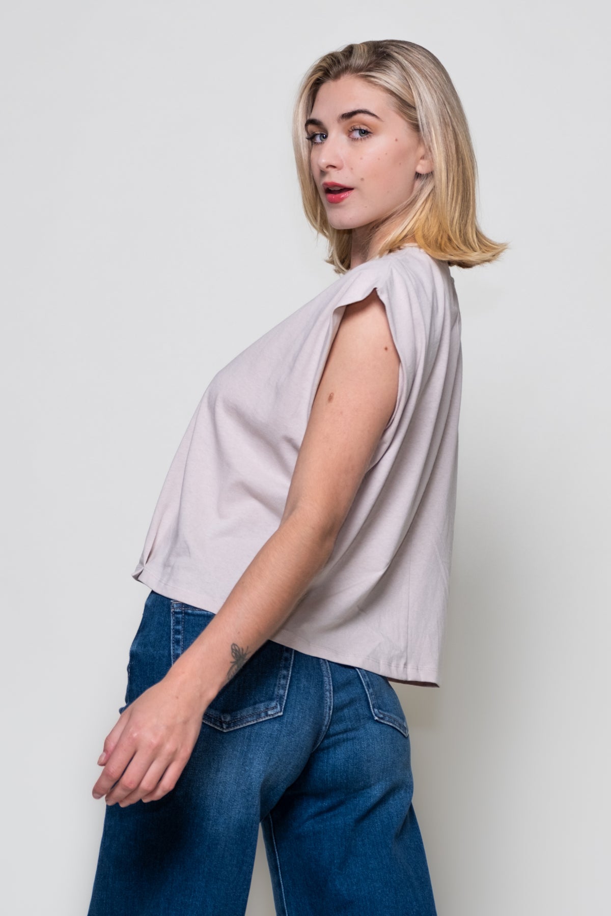 Nora Pleated Cotton Muscle Tee