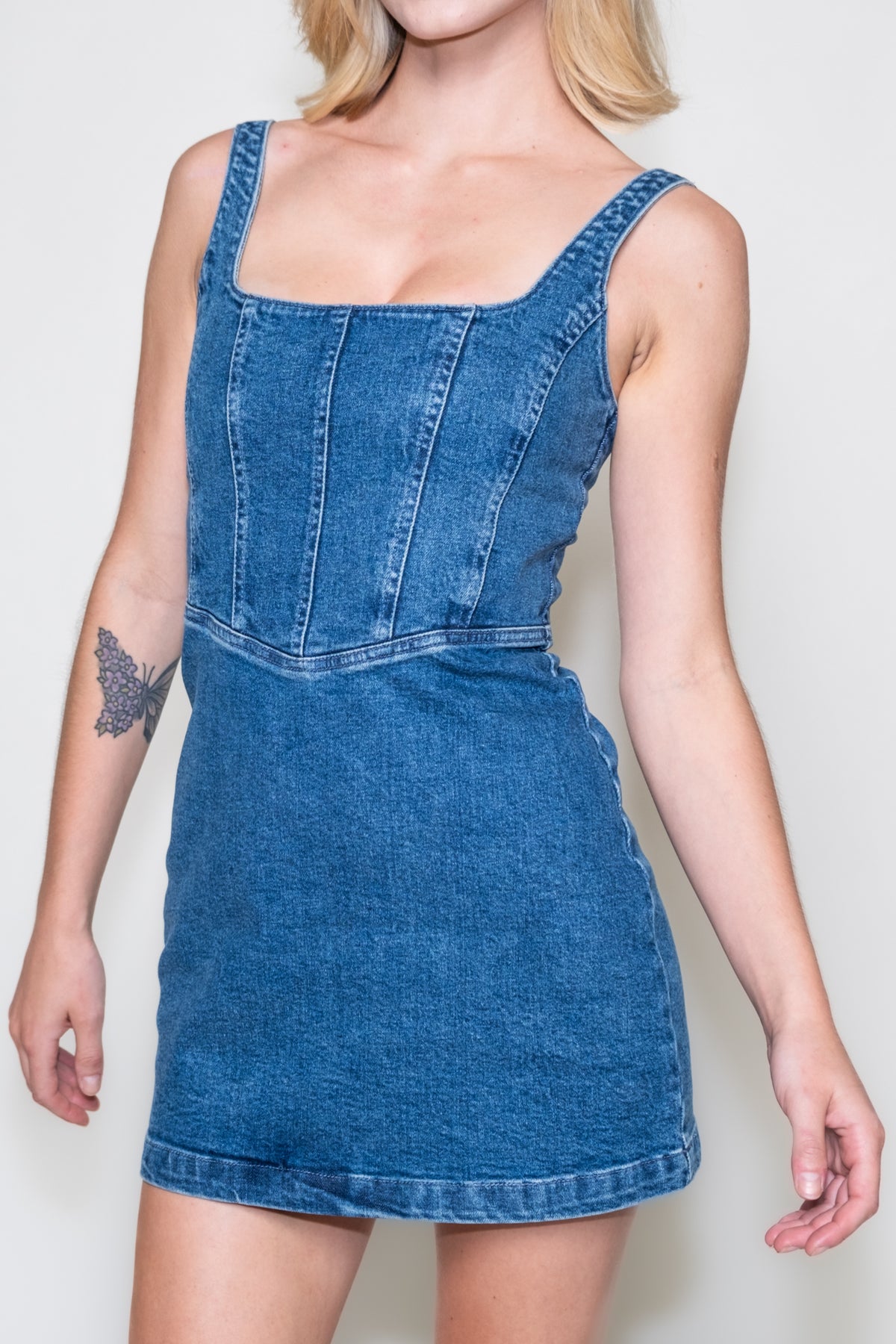 Show Me Your Mumu Denim Corset Mini Dress