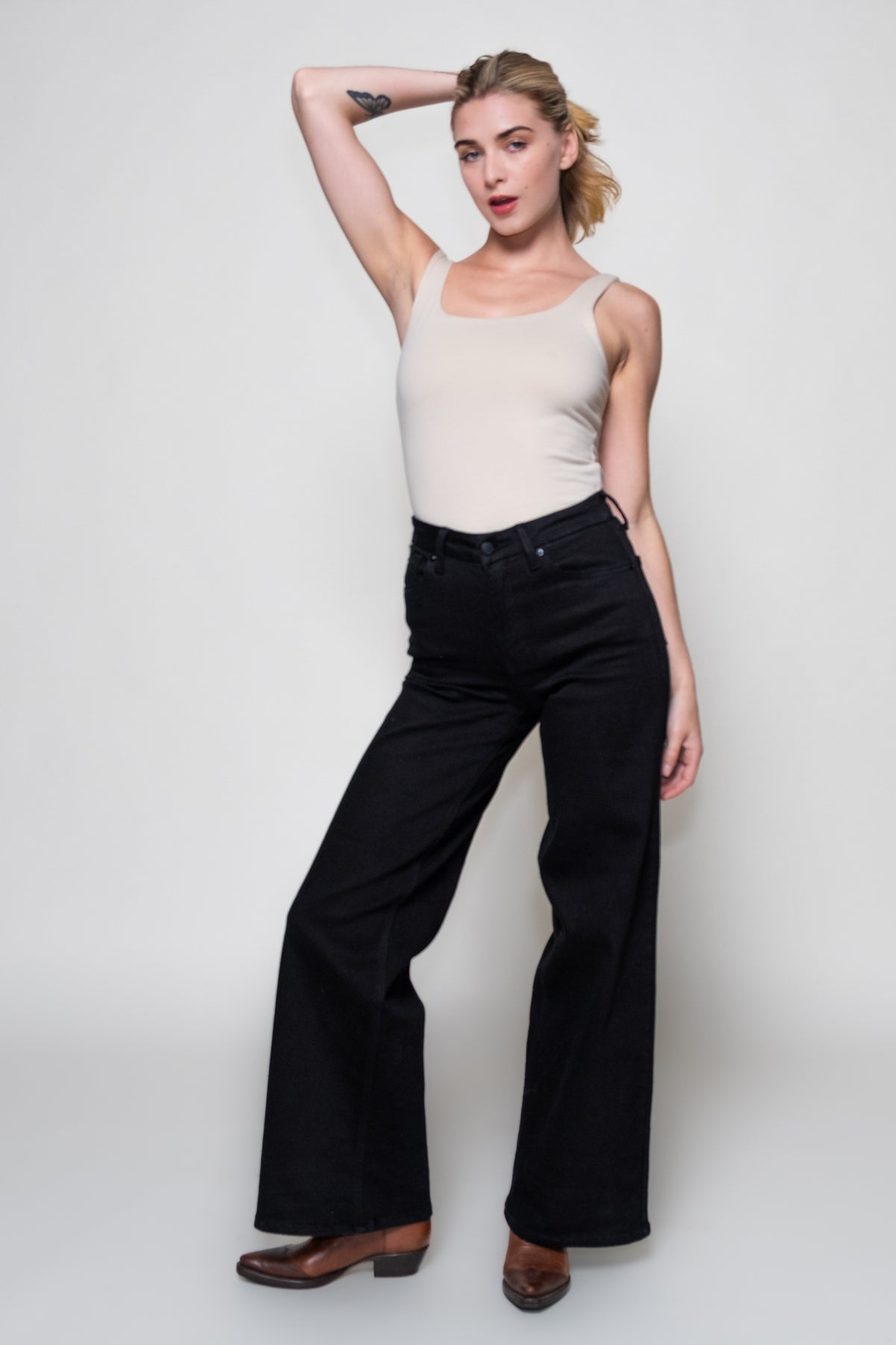 Just Black Wide Leg Stretch Jeans