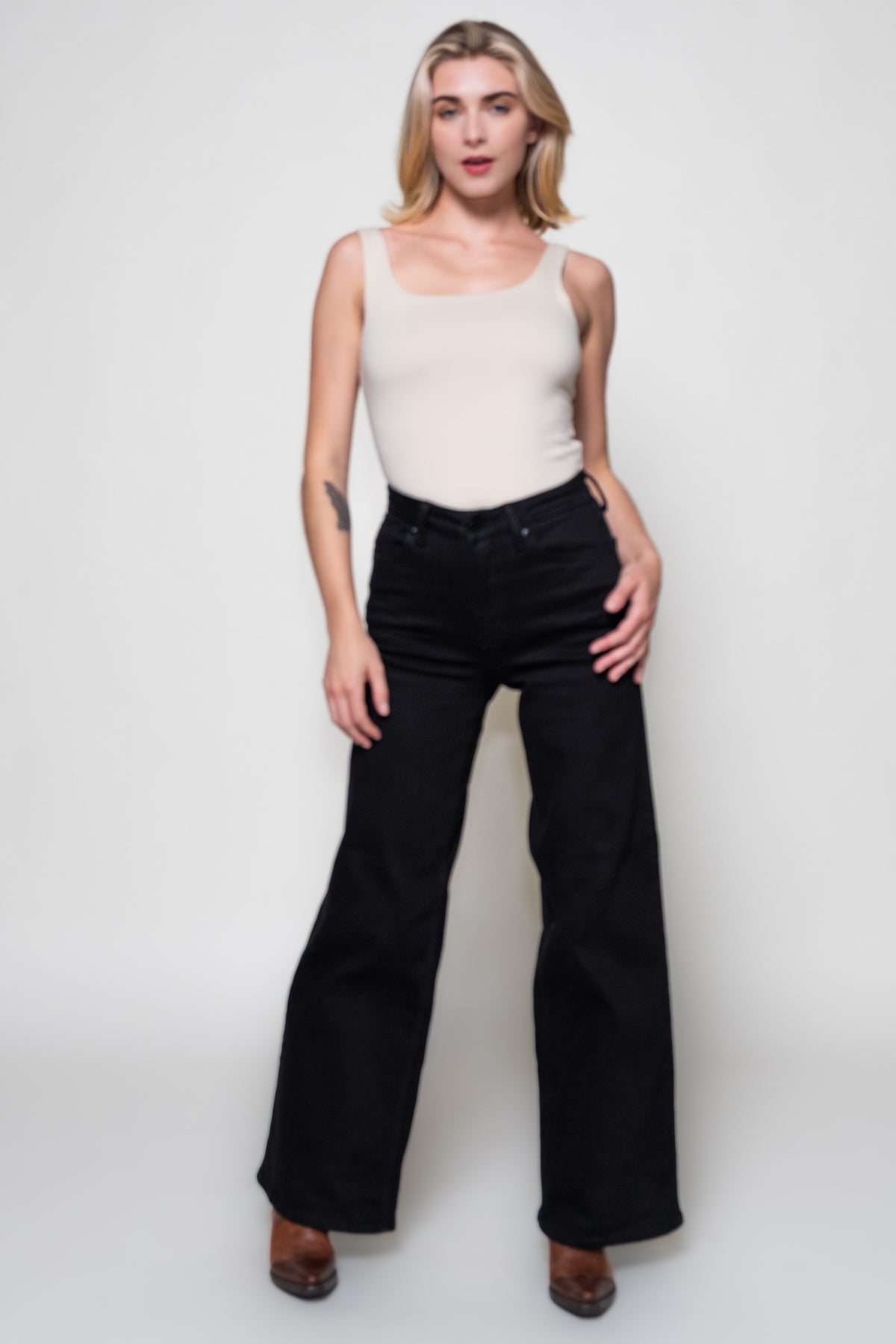 Just Black Wide Leg Stretch Jeans